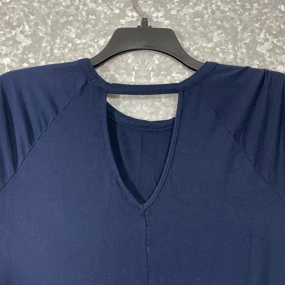 Bobeau Navy Blue Raglan Short Sleeve Tunic Length Top - Size Petite Small (PS) - Picture 5 of 6